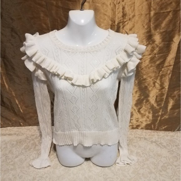LoveShackFancy Cream Long Sleeve Top - Picture 6 of 9